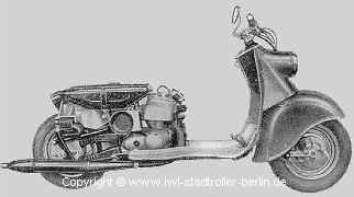 Motorroller ohne Haube von rechts