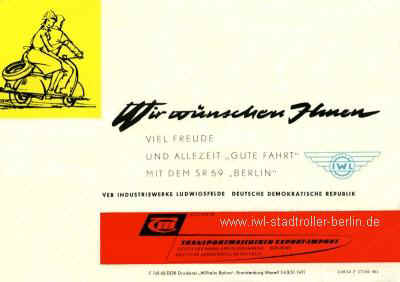 Prospekt SR59 Berlin von 1961