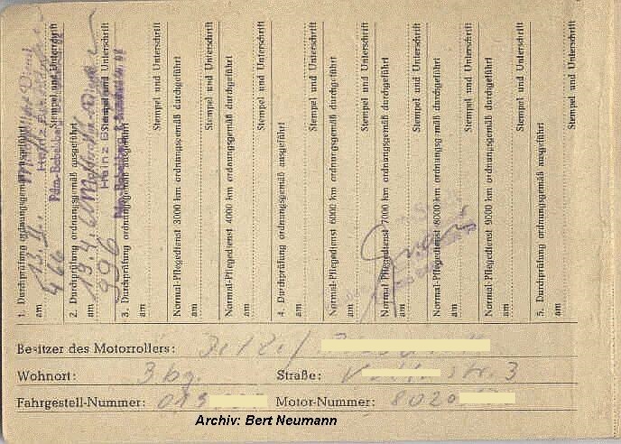 linkes Blatt des Scheckheftes