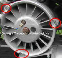 die 3 Schrauben am Leitkranz 